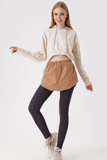 1888 Sweatshirt Ve Kazak Altı Gömlek Etek - Camel resmi